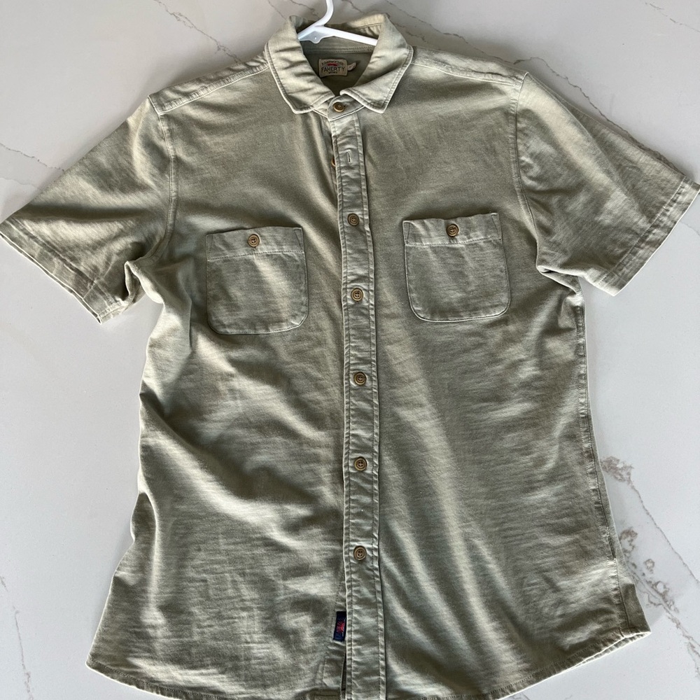 Faherty medium polo button down green